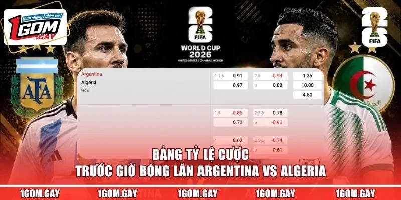 Bảng tỷ lệ cược trước giờ bóng lăn Argentina vs Algeria