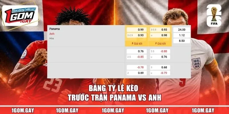 Bảng tỷ lệ kèo trước trận Panama vs Anh