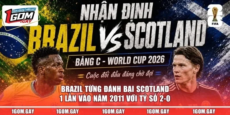 Brazil từng đánh bại Scotland 1 lần vào năm 2011 với tỷ số 2-0